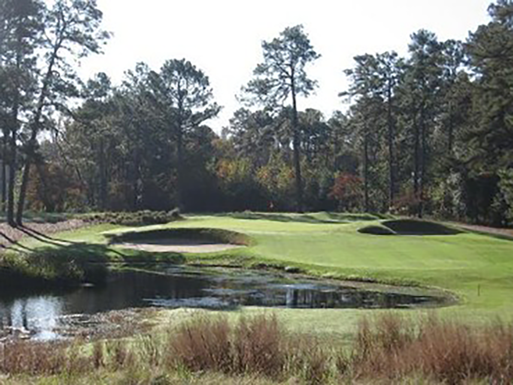 A scenic golf course featuring lush greenery